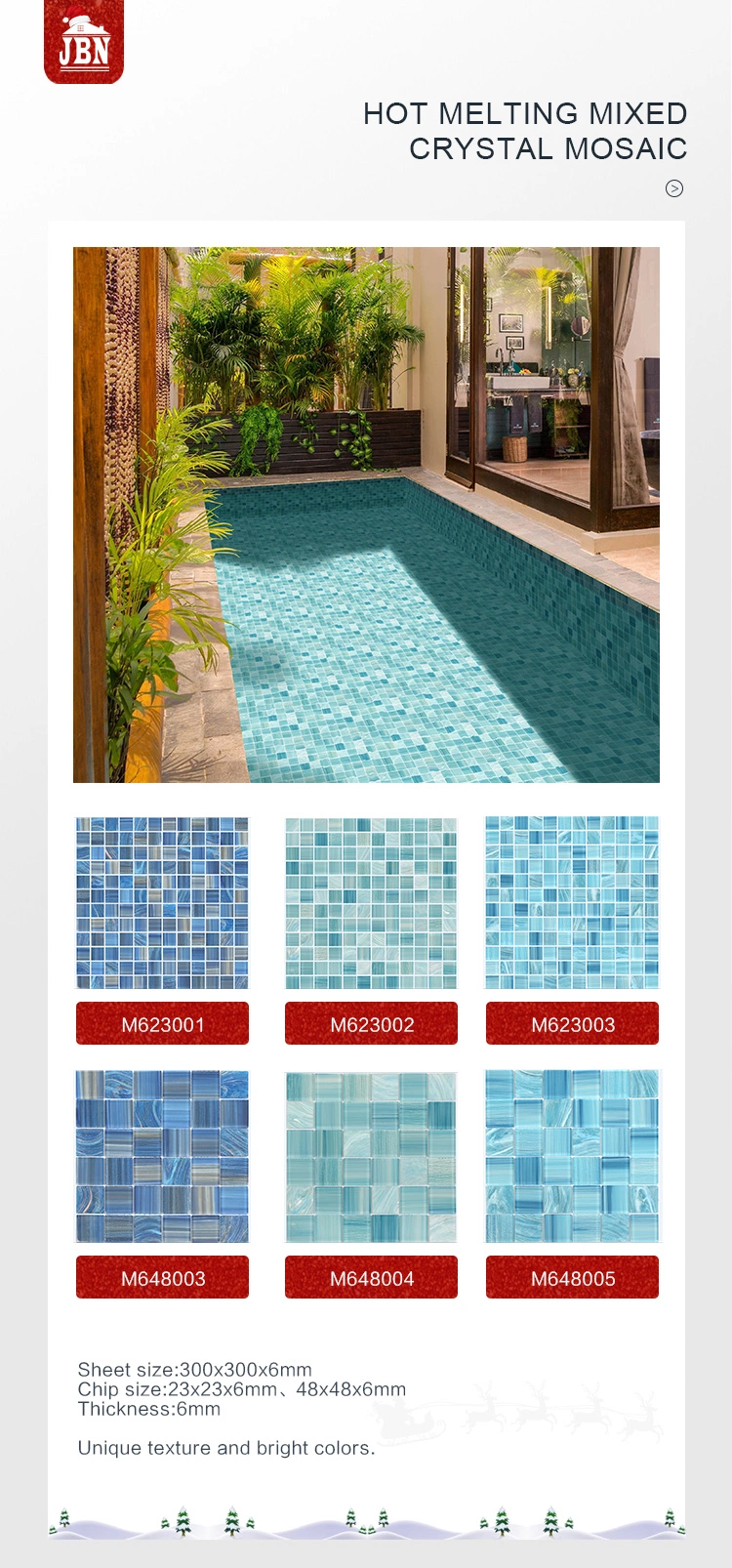 Arabesque Marble 3D Fish Scale Blue Mosaic Tile for Swimming Pools
