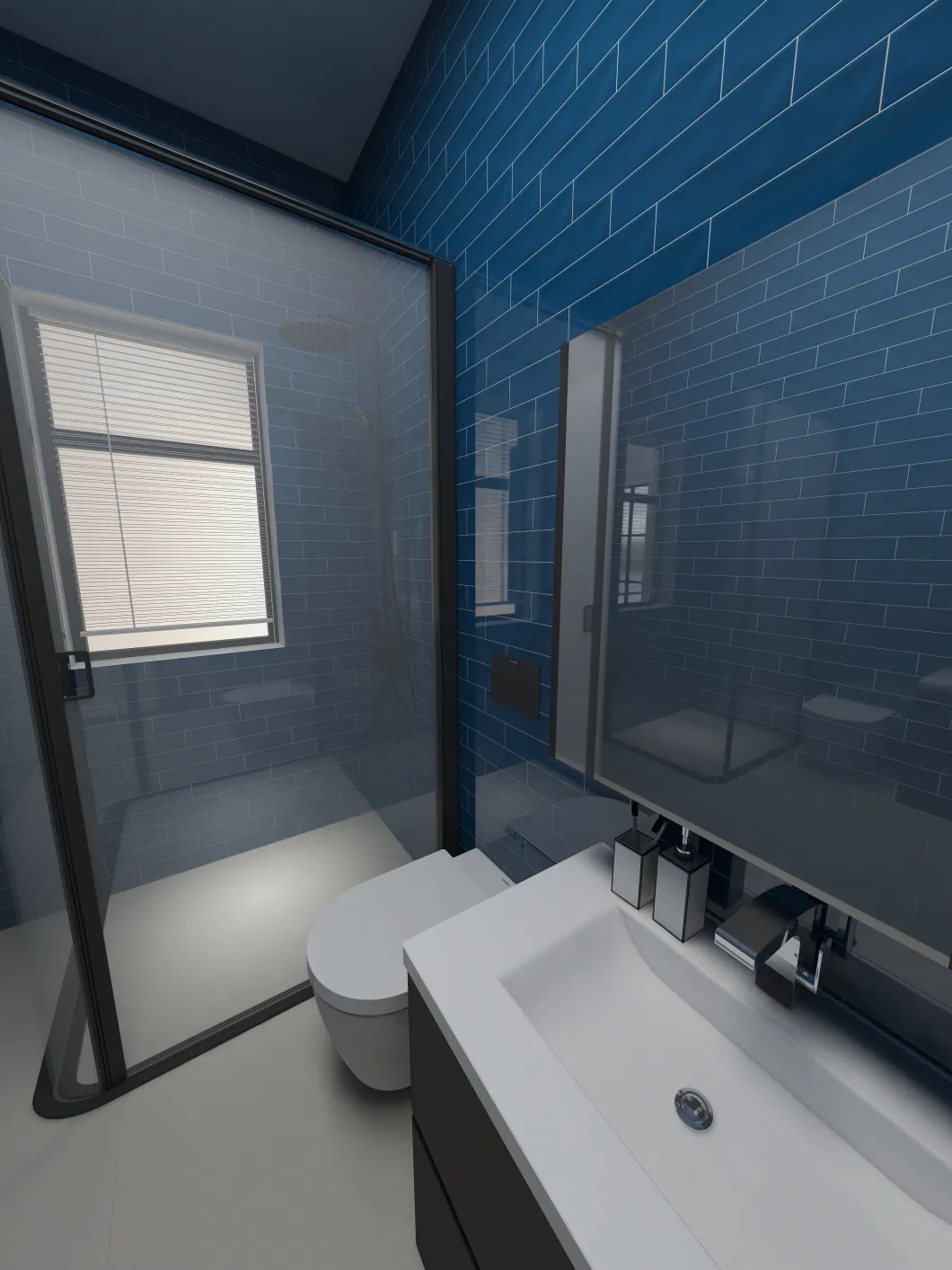 3*12inch Dark Blue Glossy Finished Bathroom/Kitchen Wall Tiles Backsplash