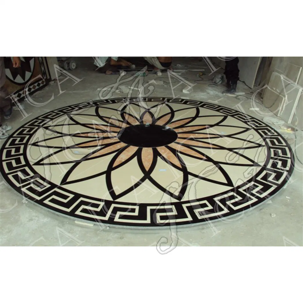 Indoor Decoration Vintage Pattern Luxury Classical Design Style Round Marble Mosaic Tile Floor Tile