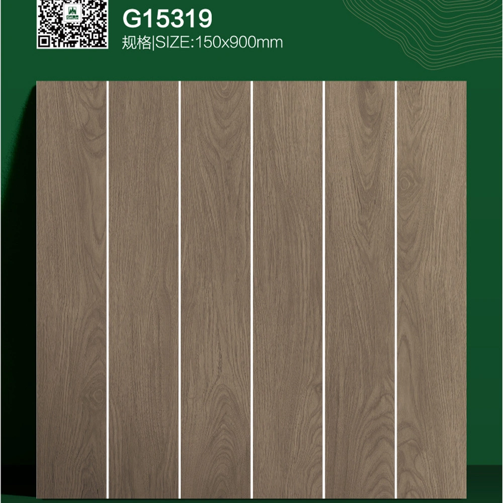 Matt Gray Bedroom Floor Ceramic Glazed Tiles Wood Grain Tiles