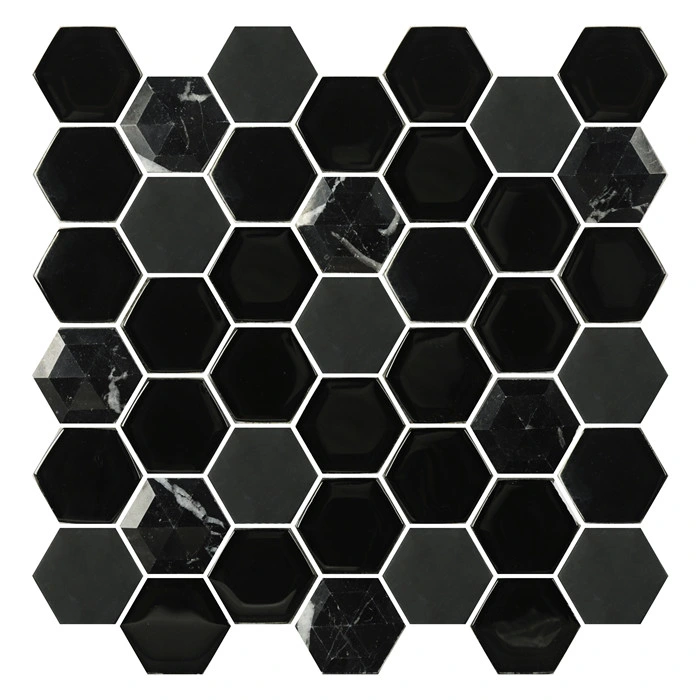 Glass Crystal Hexagonal Beige Decorative Mosaic Tile