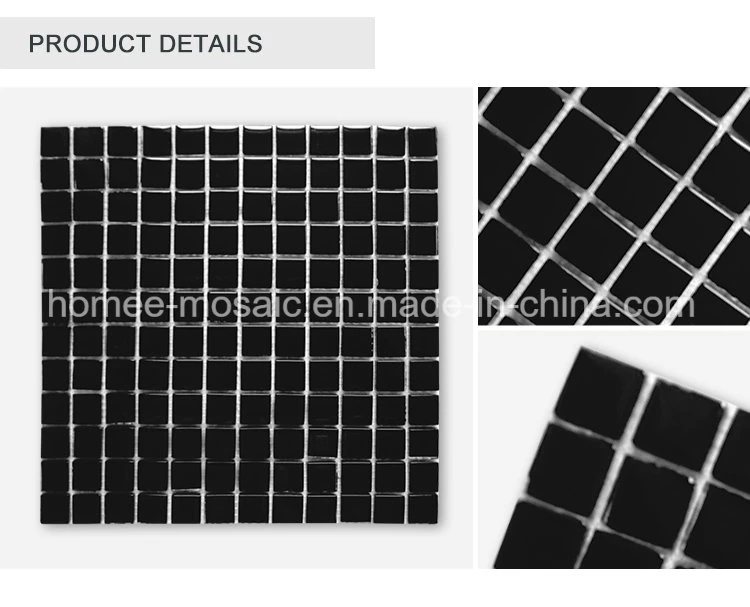 Interior Glossy Decorative Wall Square Shape Black Color Glass Mosaic Tile