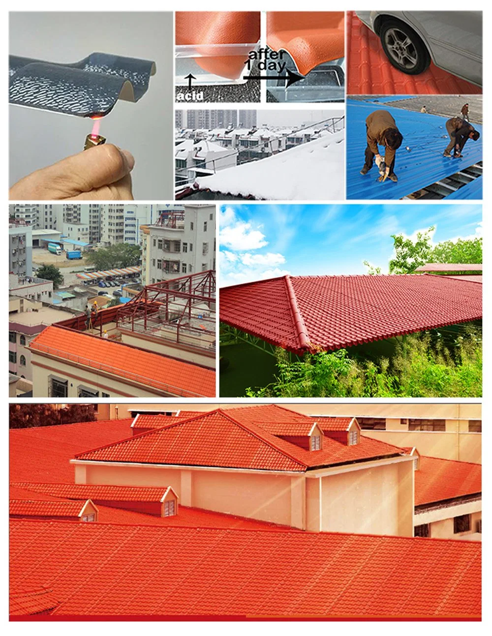 Plastic Synthetic Resin Tiles Chinese Supplier Spanish Tile for Wooden Houses PVC Roof Tile