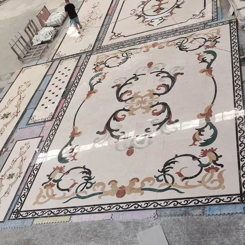 3D Colors Water-Jet Cutting Marble Pattern Tile for Hotel and Villa Lobby