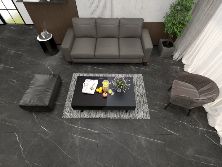 Matt Finish 600X1200mm Anti Slip Dark Gray Colour Porcelain Rustic Floor Ceramic Cement Tiles