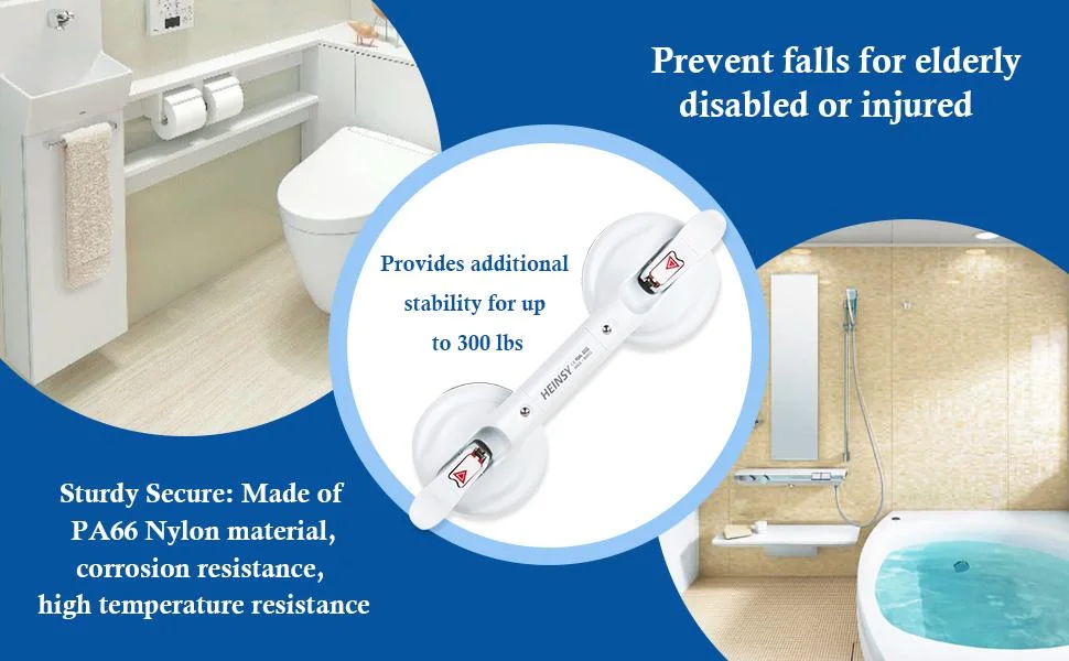 Texinpress Shower Handles Shower Safety Bars Suction for Elderly Seniors Handicap Bath Handles for Tub for Bathroom Walls Gray