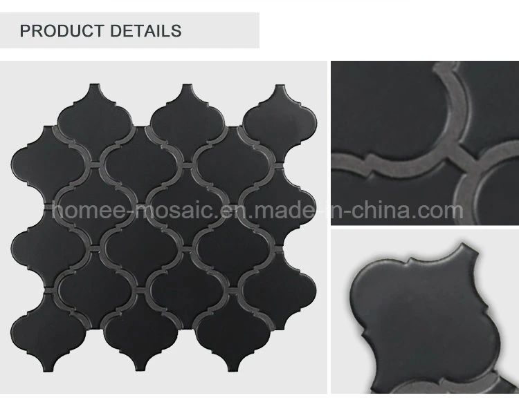 fashion Decorative Black Matt Arabesque Mosaic Tile Lantern Shape Ceramic Tile