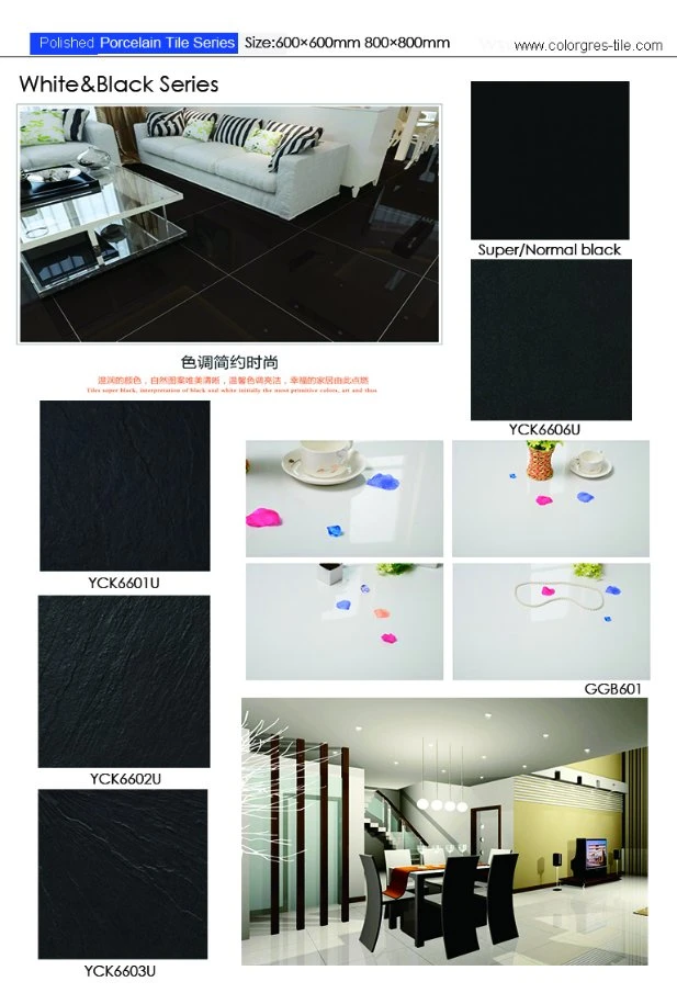 House Decoration Super White Super Black Polished Porcelain Floor Tile