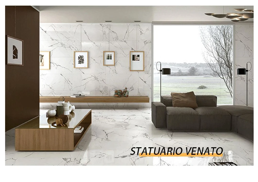 Chinese 1200X600 Marble Glossy Grey Polished Porcelain Commercial Compound Ceramic Floor Tiles Interior Wall Tile
