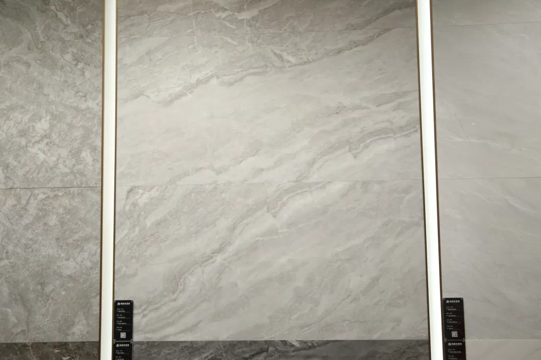 Modern Large Format 600X1200mm Gray Glossy Pattern Porcelain Tile