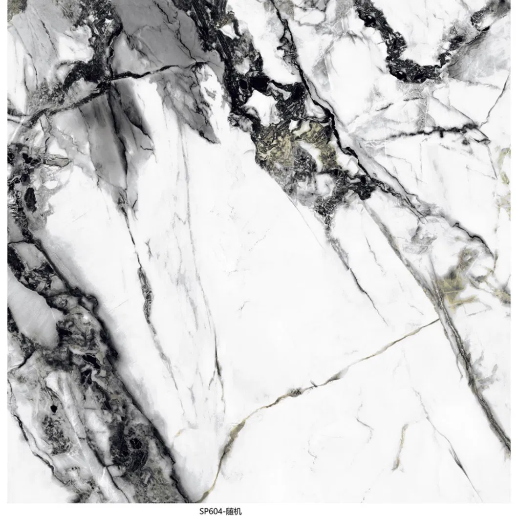 Black Gray Inject Printing Design White Marble Carrara Polished Tile for Wall Floor