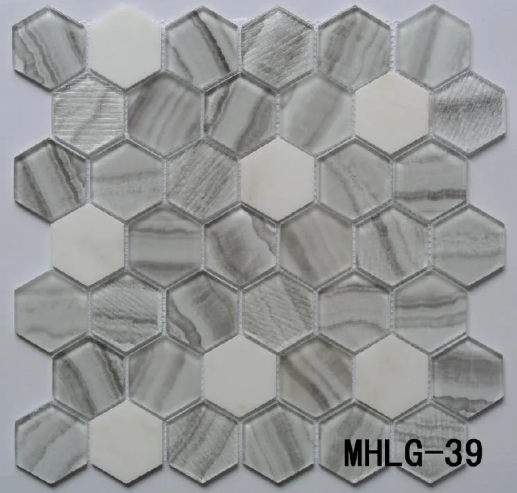 Crystal Glass Mix Marble Interior Decorative Mosaic Tile