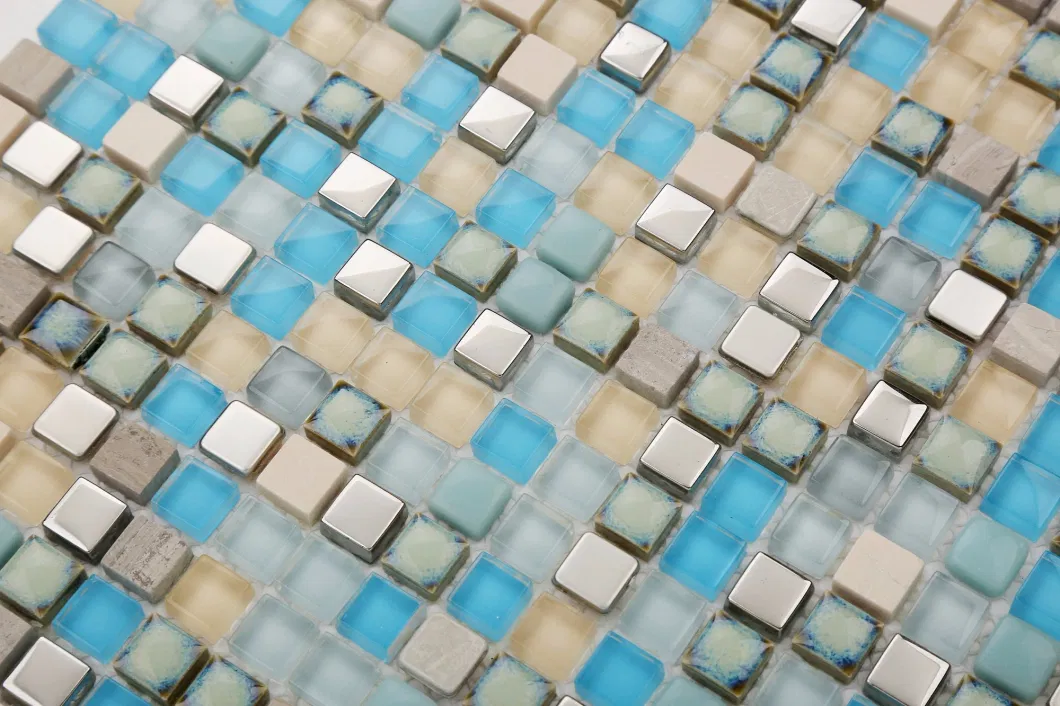 Hot Sell Bathroom Mosaic Ceramic Stone Look Interior Decorations Glass Mosaic Tile on Sale Stainless Walll and Floor Mosaic Porcelain Building Material Floor