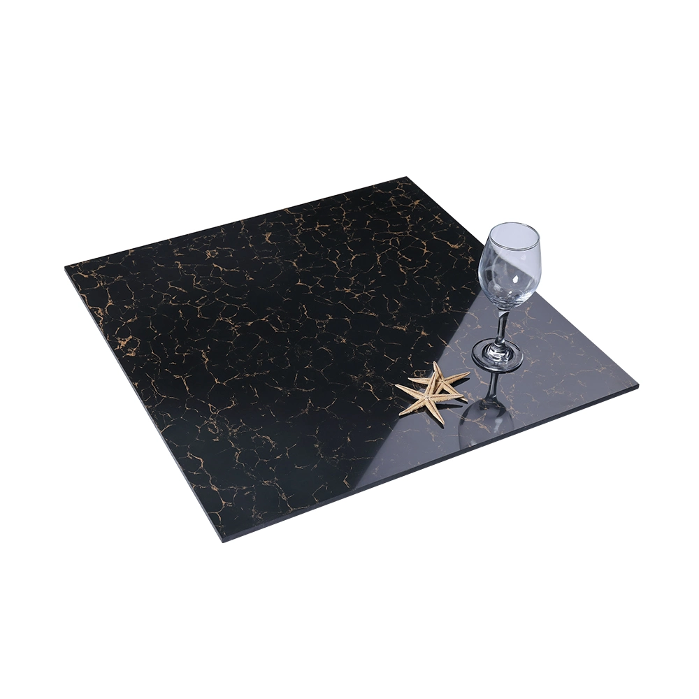 Yellow Gold and Black Pulati Polished Calacatta Porcelain Floor Tiles 60X60cm