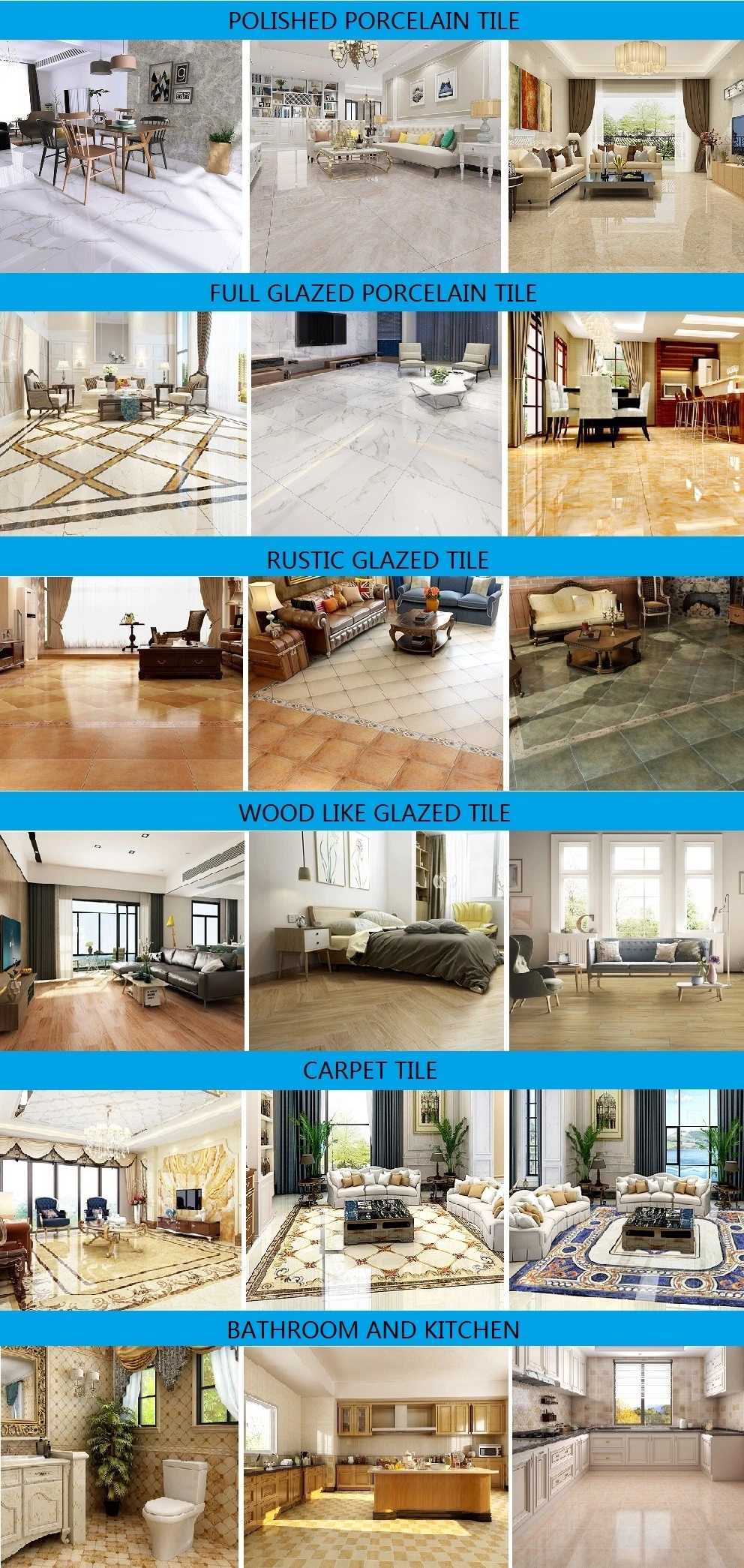 Commercial Hotel or Shopping Mall Porcelain Polished Glazed Ceramic Floor Carpet Tile for Building Materials Zf-TF-057