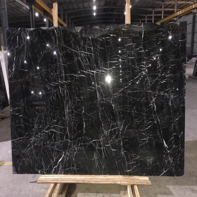 Chinese Cheap Nero Margiua Black Natural Stone Slab Marble Tiles