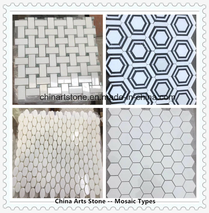 Calacatta White / Golden Marble Mosaic Tile for Bathroom Wall and Floor