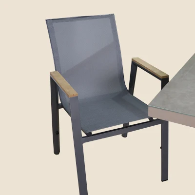 Foshan Extensible Dining Table Outdoor Restaurant Aluminum Frame Furniture Chairs