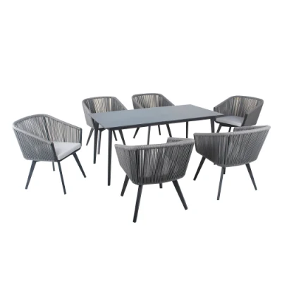 Hot Sale Garden Restaurant Patio Outdoor Dining Table Rope Chairs Set