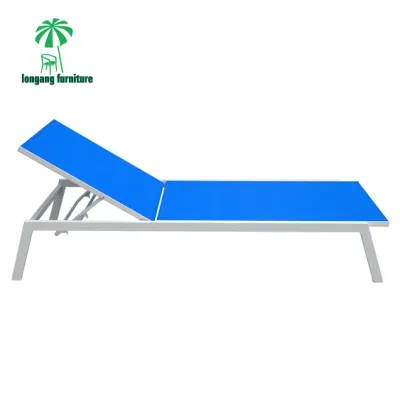 Summer Refreshing Outdoor Pool Edge Aluminum Woven Mesh Sun Lounge Chair