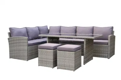 Factory Price Aluminum PE Rattan Sofa Set Outdoor Lounge Corner Dining Sofa Outdoor Furniture