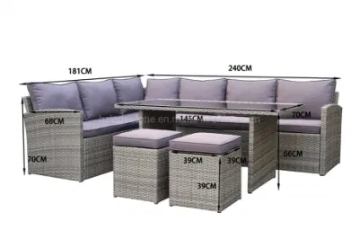 Factory Price Aluminum PE Rattan Sofa Set Outdoor Lounge Corner Dining Sofa Outdoor Furniture