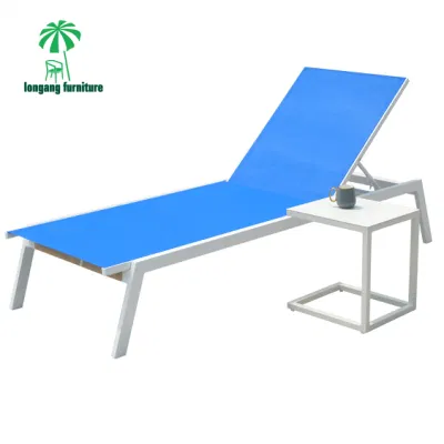 Summer Refreshing Outdoor Pool Edge Aluminum Woven Mesh Sun Lounge Chair