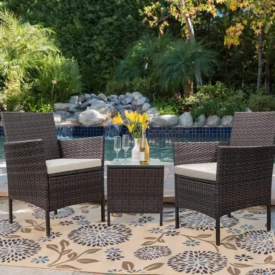 Factory Price Bistro Set Sectional Patio Conversation Sofa Garden Outdoor Rattan Furniture Iron Rattan Sofa Set Wicker Rattan Sofa Set