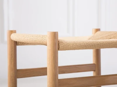Hot Selling High Quality Modern Cafe Banquet Dining Chair Solid Wooden Stool Classic Wood Bar Rattan Chair (ZG25-027)