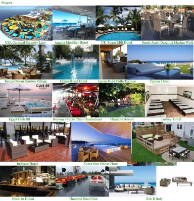 Modern Hotel Outdoor Furniture Rattan/Wicker Round Sofa with Table