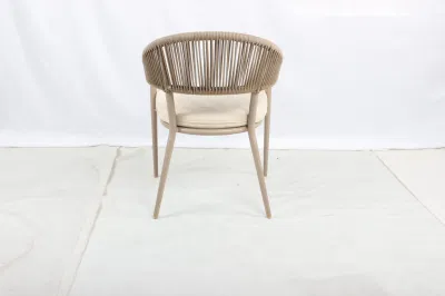 Hot Sale 3 Pieces Garden Furniture Set Outdoor Balcony Aluminum Coffee Table and Rope Dining Chairs