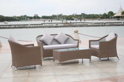 Powder-Coated Aluminum Pipe/Tube Bar Half Moon Rattan Garden Sofa Set