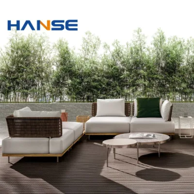 Outdoor Furniture Patio Set Garden Sofa Indoor Metal PE Rattan Terris Sofa Set Morden Outdoor Pool Couch