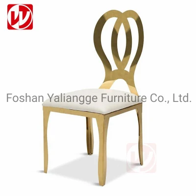Cheap Hot Sale Wedding Rental Gold Banquet Chair Stainless Steel White Leather Restaurant Dining Chair