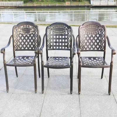 Patio Outdoor Furniture Cast Aluminum Chairs and Dining Chair Covers for Dining Table Garden Metal