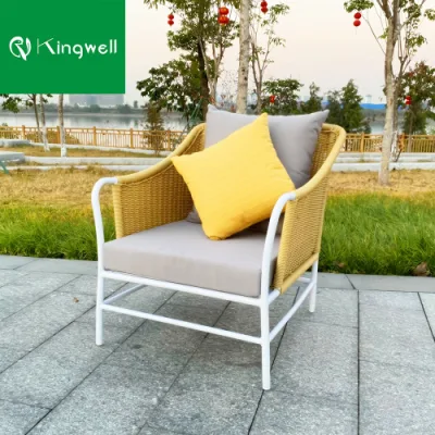 Italian Design Balcony Garden Resort Villa Project Aluminum Leisure Sofa with Yellow Rattan