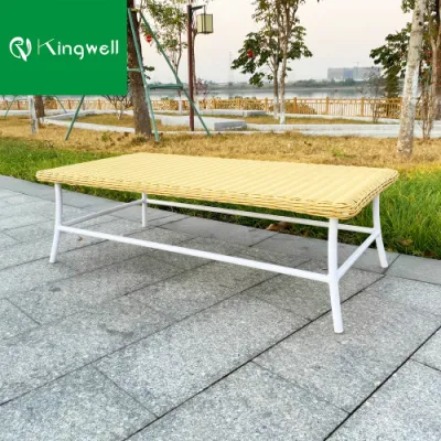Italian Design Balcony Garden Resort Villa Project Aluminum Leisure Sofa with Yellow Rattan