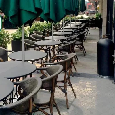 Outdoor Table and Chair Combination Cafe Balcony Table and Chair Aluminum Alloy Leisure Rattan Chair Milk Tea Shop Outdoor Rattan Chair