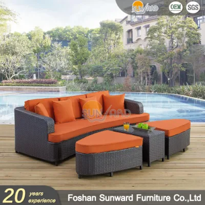 Modern Wholesale Outdoor Hotel Rattan Half-Moon Curve Wicker Sofa