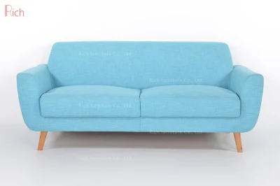 Nordic Modern Blue Office Fabric Linen Velvet Sofa Chair Loveseat Sofa Hotel Leisure Sofa Set Couch