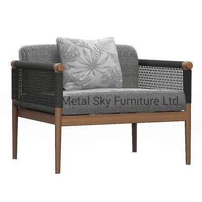 Outdoor Living Room Garden Villa Patio Gazebo Wooden Rattan Sofa