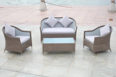 Powder-Coated Aluminum Pipe/Tube Bar Half Moon Rattan Garden Sofa Set