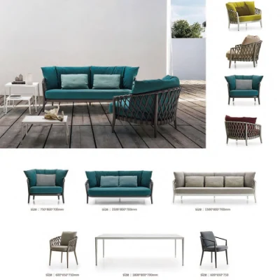 Outdoor Aluminum Metal Garden Sofas Outdoor Conversation Garden Table and Chair Patio Furniture Set