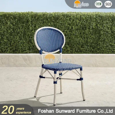 Woven Wicker Hotel Restaurant Balcony Chairs Outdoor French Dining Chairs