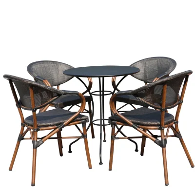 Outdoor Table and Chair Combination Cafe Balcony Table and Chair Aluminum Alloy Leisure Rattan Chair Milk Tea Shop Outdoor Rattan Chair