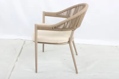 Hot Sale 3 Pieces Garden Furniture Set Outdoor Balcony Aluminum Coffee Table and Rope Dining Chairs