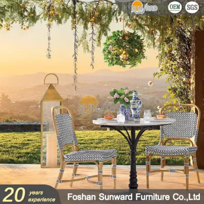 Woven Wicker Hotel Restaurant Balcony Chairs Outdoor French Dining Chairs