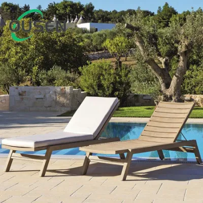 All Weather Luxury Customized Patio Outdoor Teak Wooden Sun Lounger