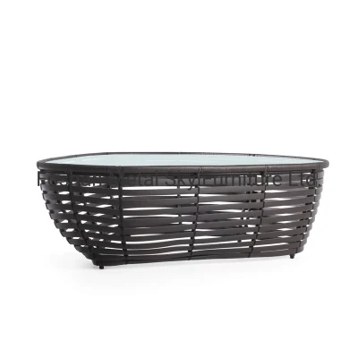 Outdoor Gazebo Patio Garden Glass Rattan Living Room Coffee Table