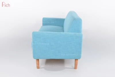 Nordic Modern Blue Office Fabric Linen Velvet Sofa Chair Loveseat Sofa Hotel Leisure Sofa Set Couch